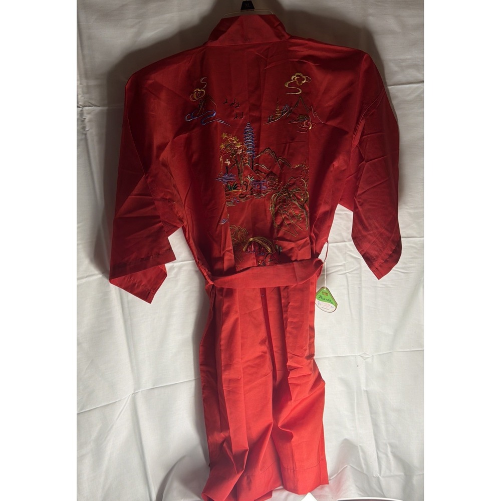 Vintage 90s Pearls‎ Red Embroidered Chinese Robe – Size L NEW